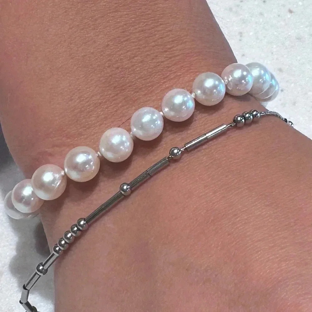 Akoya Bracelet, Hand Knotted Bracelet, AAA Pearls, Wedding Jewelry, Quality Gems
